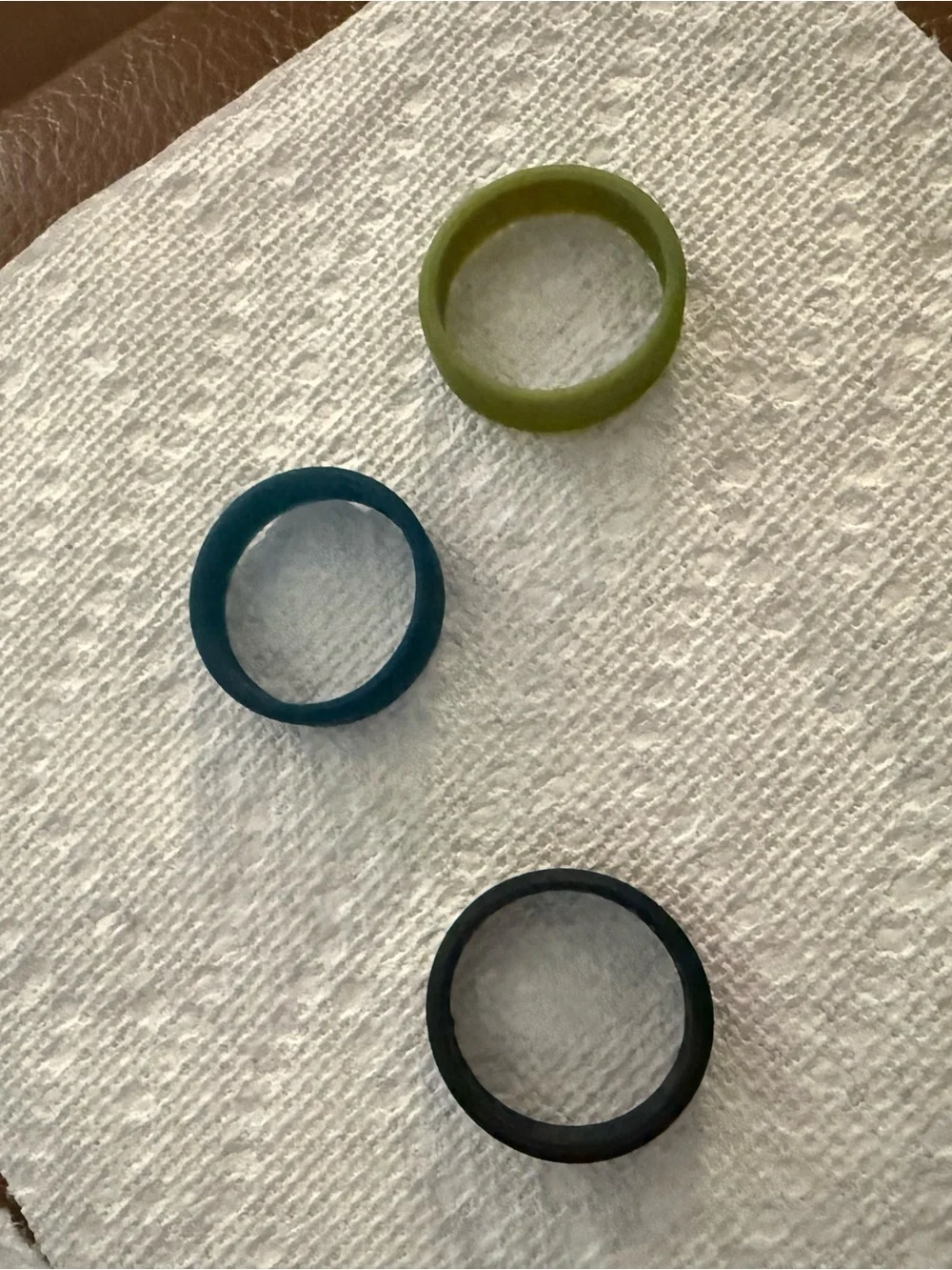 3 pk silicone (The Best Man) men’s navy, blk, green weddng bands-NIP- sz 13.5-14